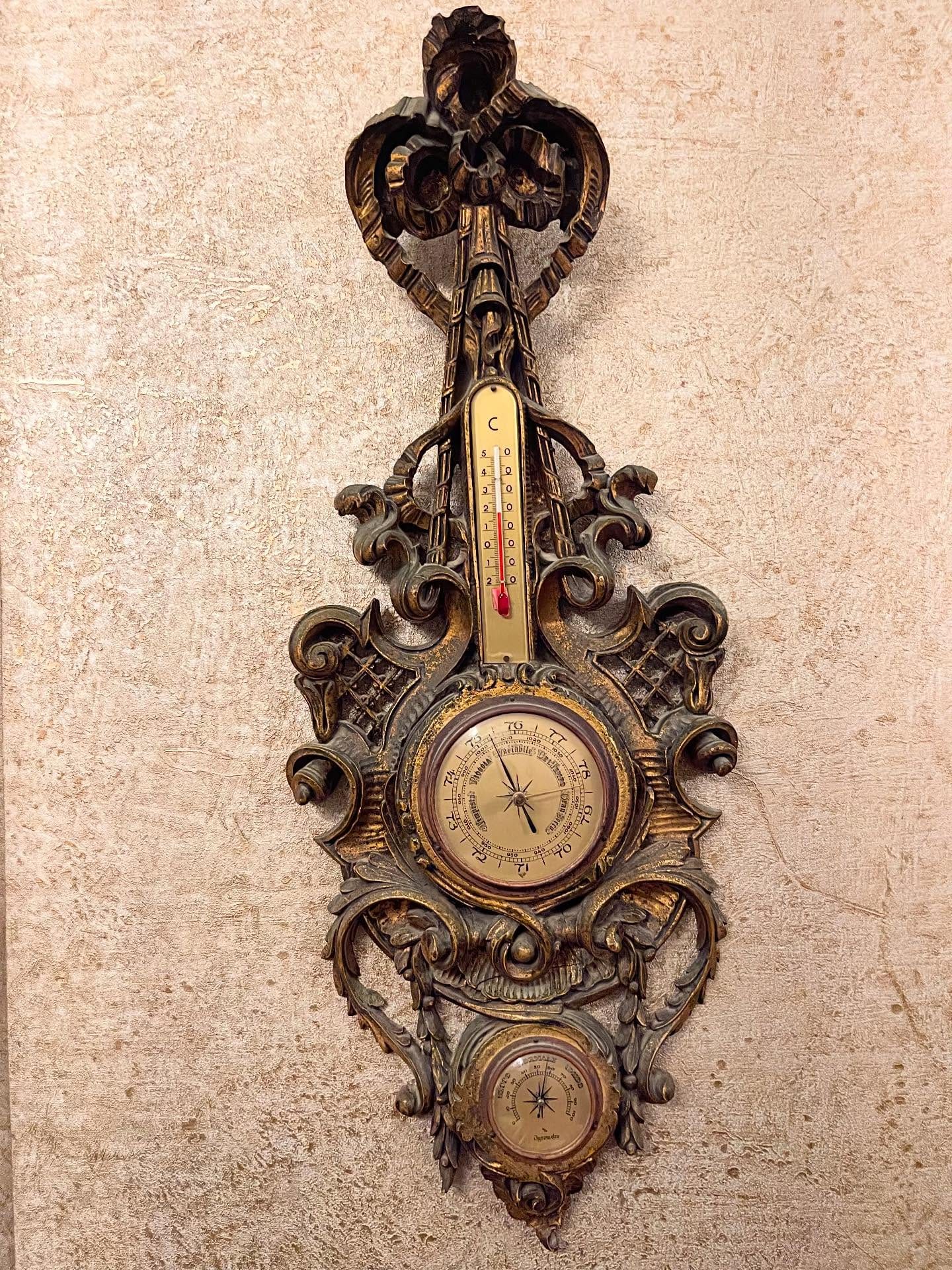 Wooden barometer compass piece